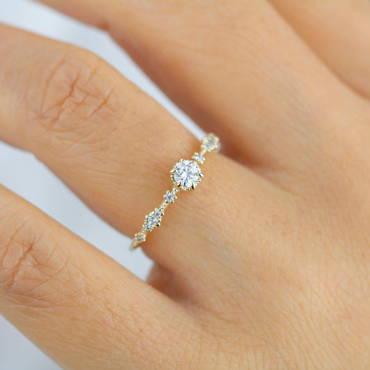 unique engagement ring, 18K gold ring, simple diamond ring, Made in Italy 0.3 CT DIAMOND | R335WD