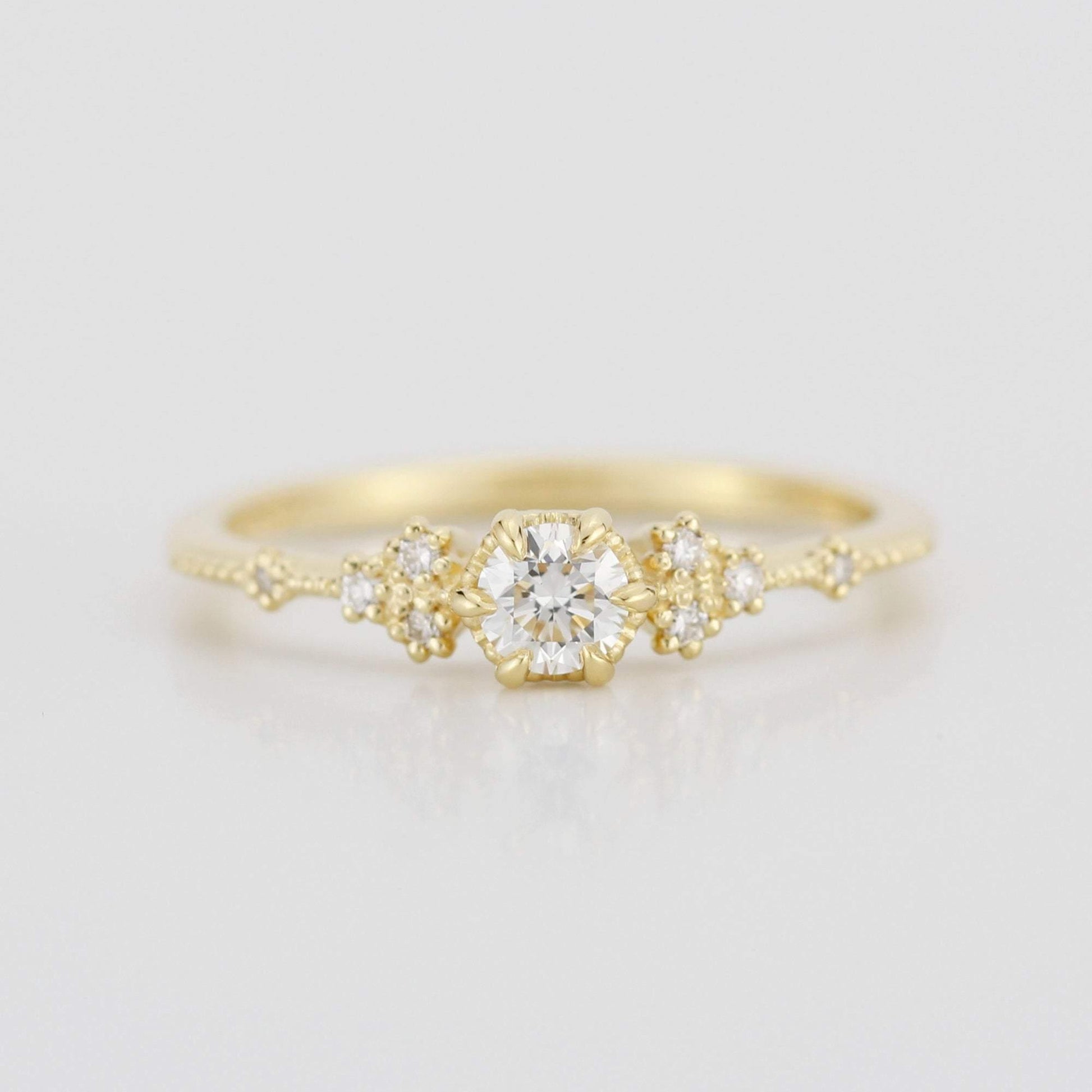 simple engagement ring, engagement ring gold diamond, delicate engagement ring, dainty engagement ring | 0.25ct. R336WD - NOOI JEWELRY