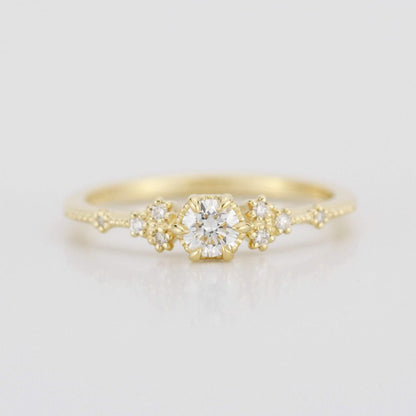 simple engagement ring, engagement ring gold diamond, delicate engagement ring, dainty engagement ring | 0.25ct. R336WD - NOOI JEWELRY
