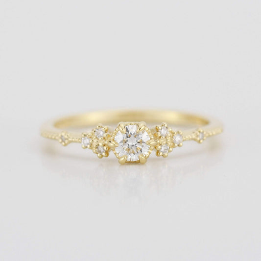 simple engagement ring, engagement ring gold diamond, delicate engagement ring, dainty engagement ring | 0.25ct. R336WD - NOOI JEWELRY
