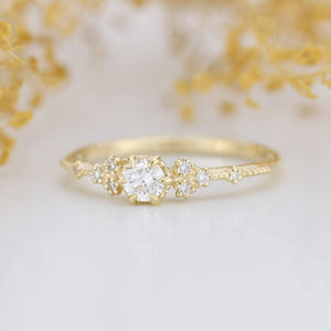 simple engagement ring, engagement ring gold diamond, delicate engagement ring, dainty engagement ring | 0.25ct. R336WD - NOOI JEWELRY