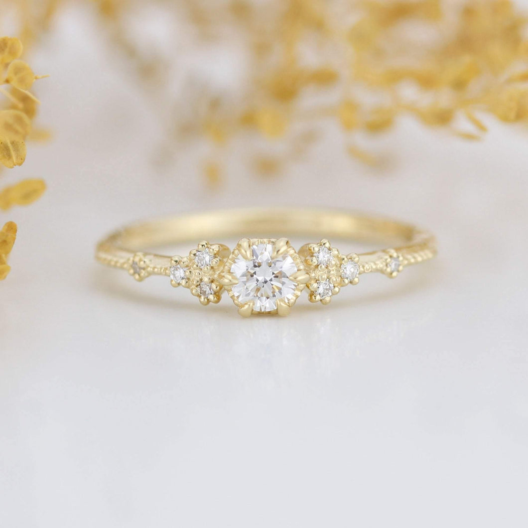 simple engagement ring, engagement ring gold diamond, delicate engagement ring, dainty engagement ring | 0.25ct. R336WD - NOOI JEWELRY