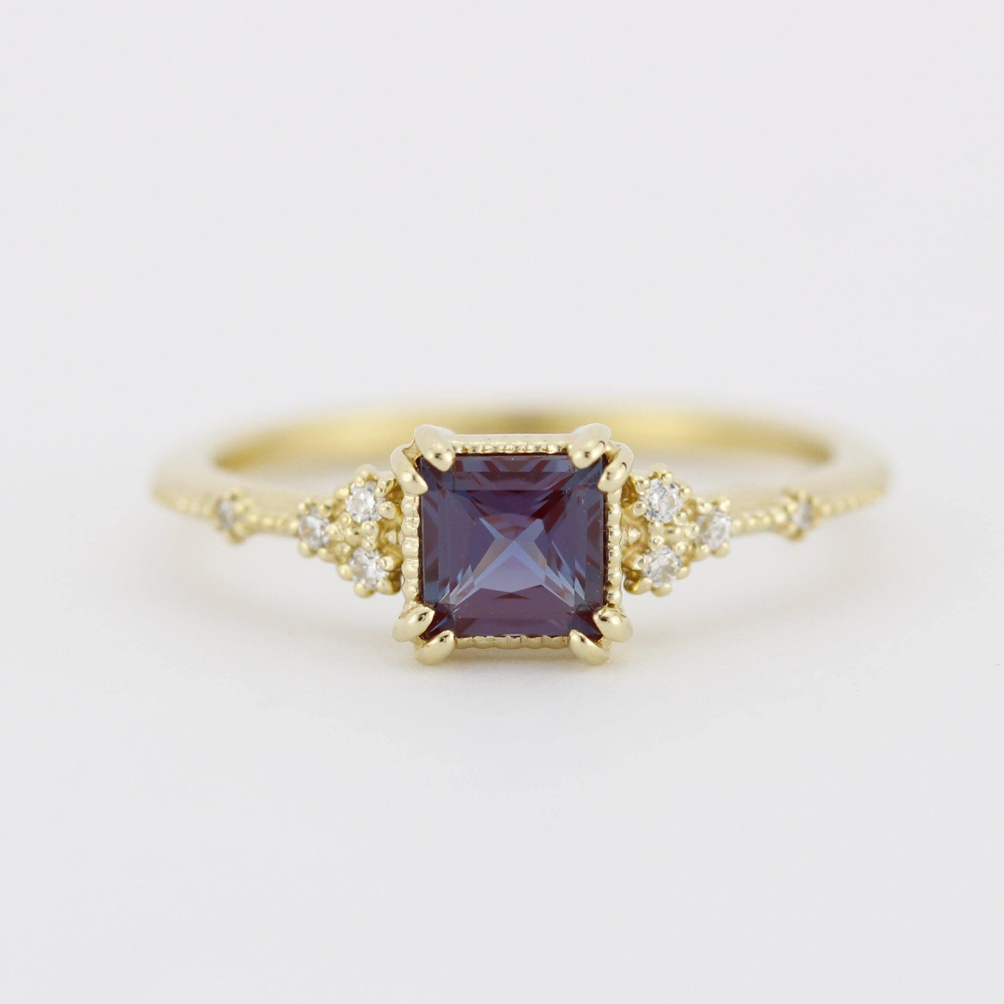 Alexandrite engagement ring, Princess cut engagement ring | R337ALEX - NOOI JEWELRY