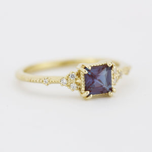 Alexandrite engagement ring, Princess cut engagement ring | R337ALEX - NOOI JEWELRY