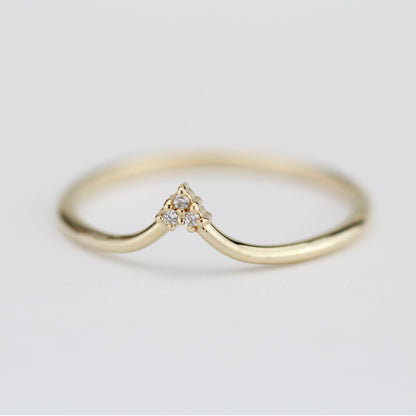 V shape wedding band, simple wedding band, curved band | R213WD
