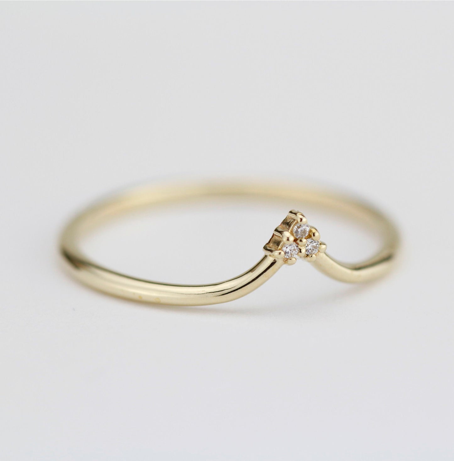 V shape wedding band, simple wedding band, curved band | R213WD