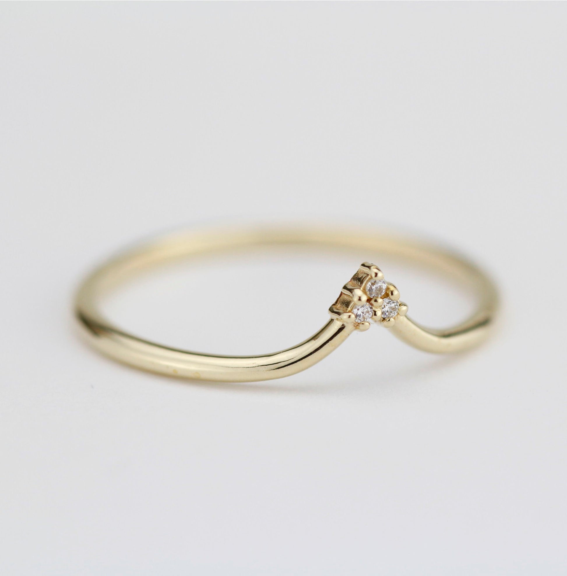 V shape wedding band, simple wedding band, curved band | R213WD