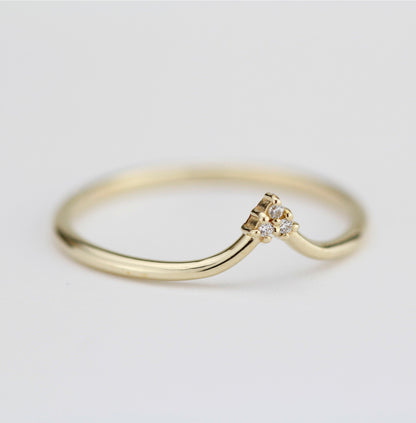 V shape wedding band, simple wedding band, curved band | R213WD