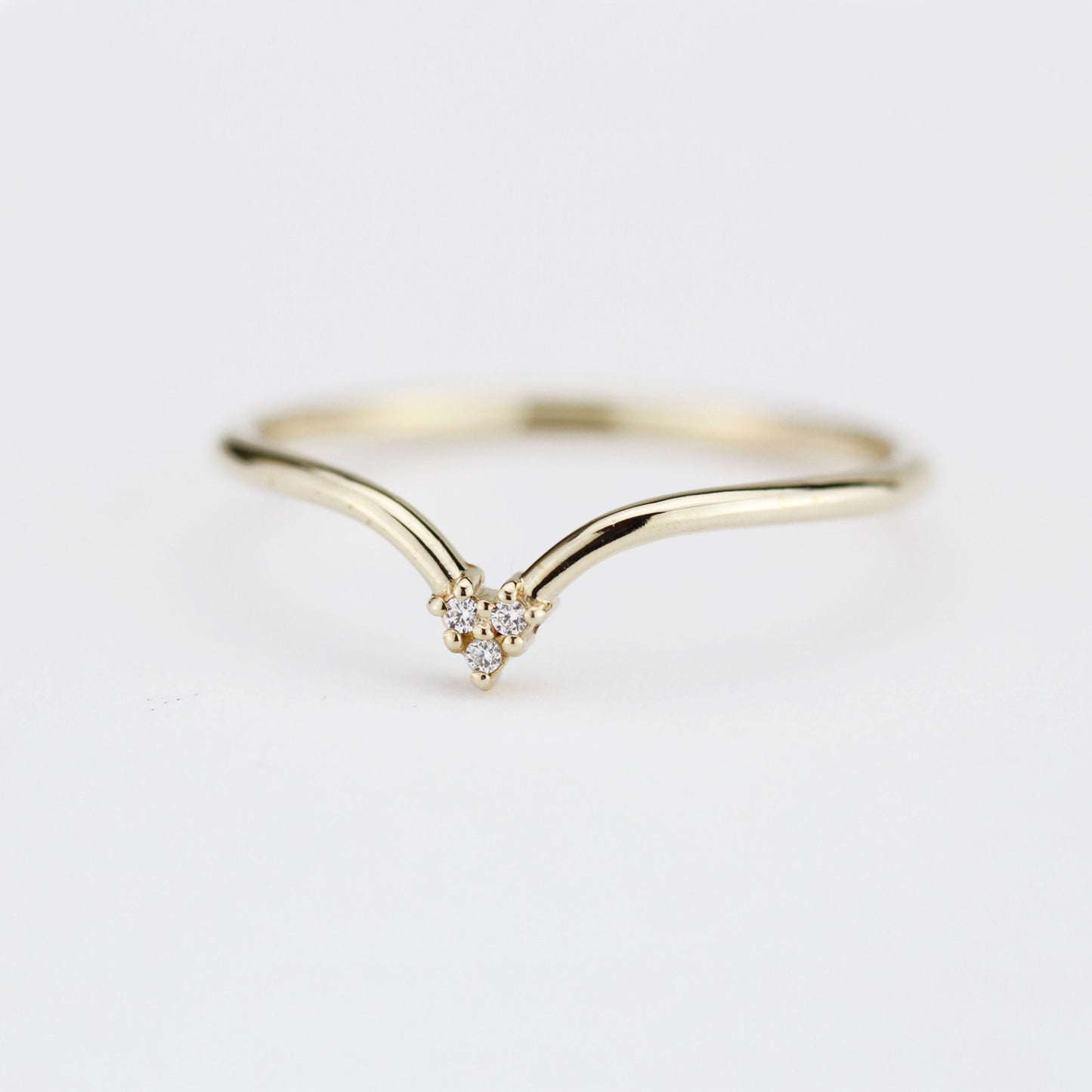 V shape wedding band, simple wedding band, curved band | R213WD