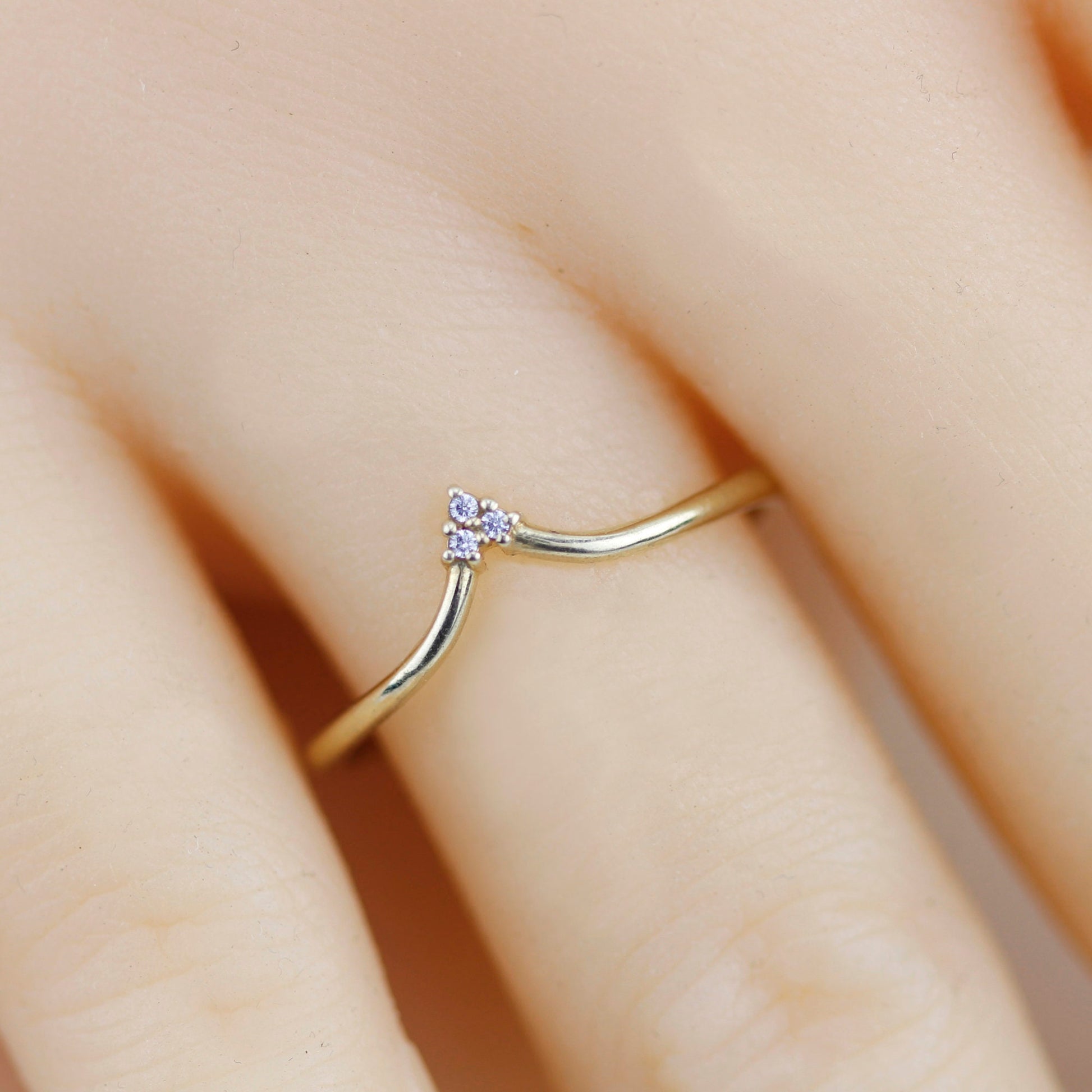 V shape wedding band, simple wedding band, curved band | R213WD