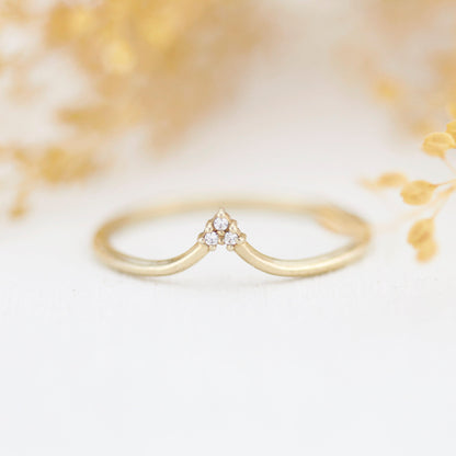 V shape wedding band, simple wedding band, curved band | R213WD