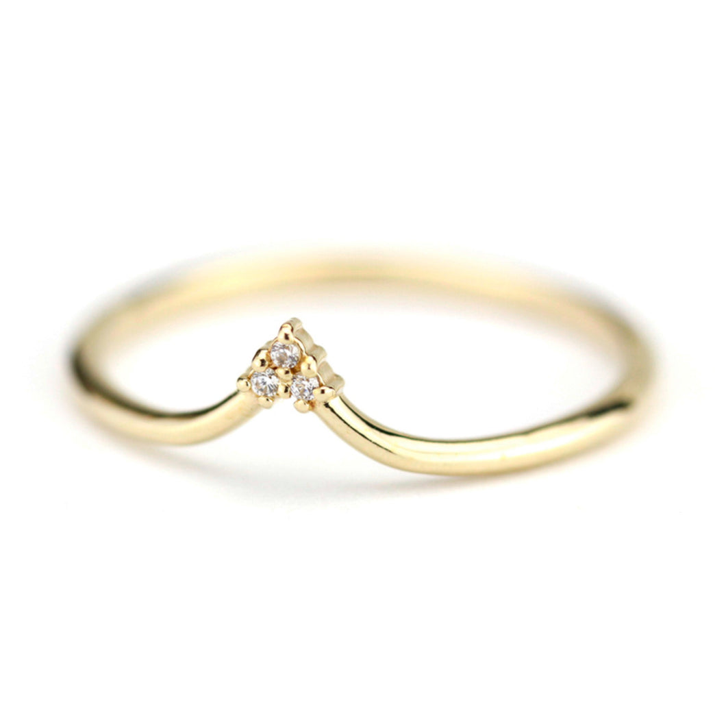 V shape wedding band, simple wedding band, curved band | R213WD