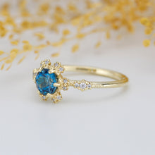 Load image into Gallery viewer, Vintage engagement ring art deco London blue topaz and diamond ring | R343LBT - NOOI JEWELRY