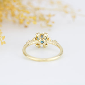 Vintage engagement ring art deco London blue topaz and diamond ring | R343LBT - NOOI JEWELRY