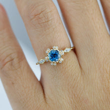 Load image into Gallery viewer, Vintage engagement ring art deco London blue topaz and diamond ring | R343LBT - NOOI JEWELRY