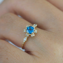 Load image into Gallery viewer, Vintage engagement ring art deco London blue topaz and diamond ring | R343LBT - NOOI JEWELRY