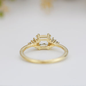 Princess cut engagement ring, diamond ring, simple ring, white topaz and diamond ring, simple diamond ring | R 344WT