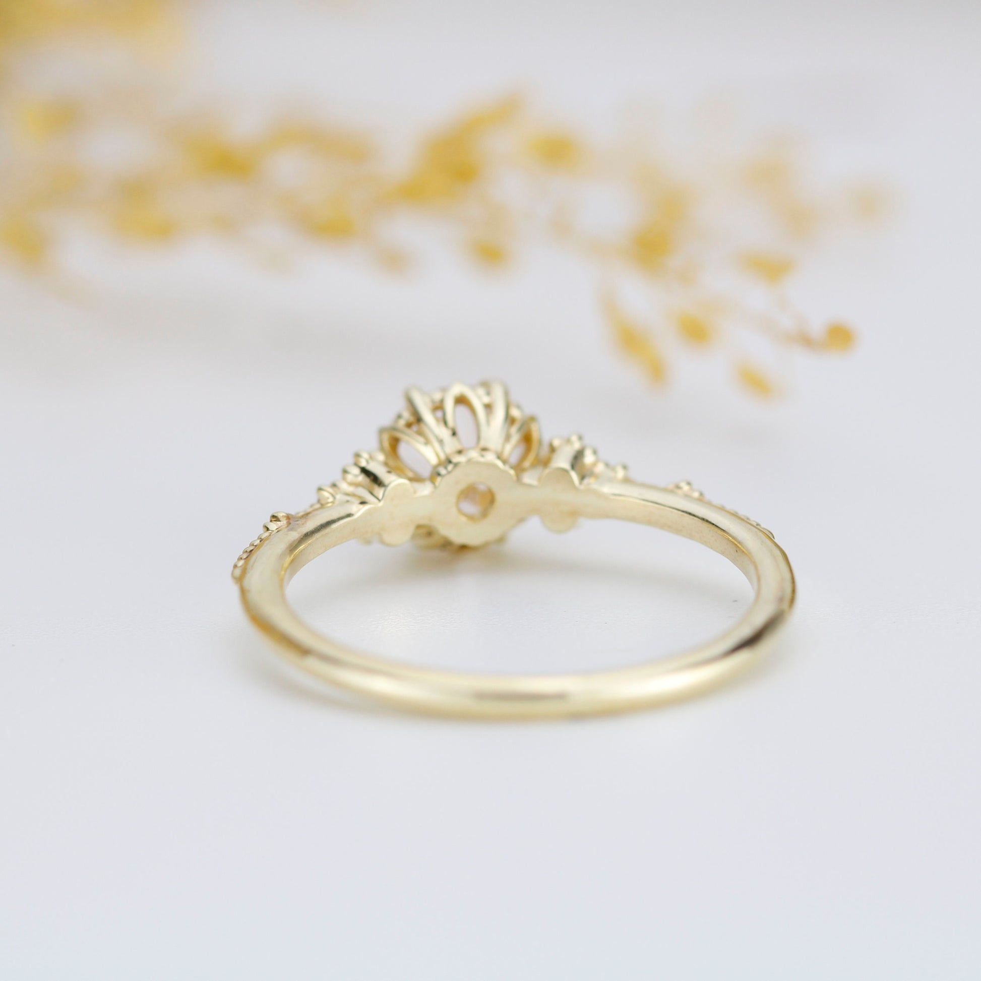 Morganite and diamond ring, morganite engagement ring, anniversary diamond ring |  R 345MO