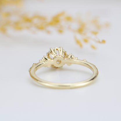 Morganite and diamond ring, morganite engagement ring, anniversary diamond ring |  R 345MO