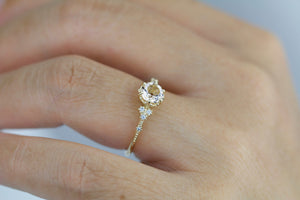 Morganite and diamond ring, morganite engagement ring, anniversary diamond ring |  R 345MO