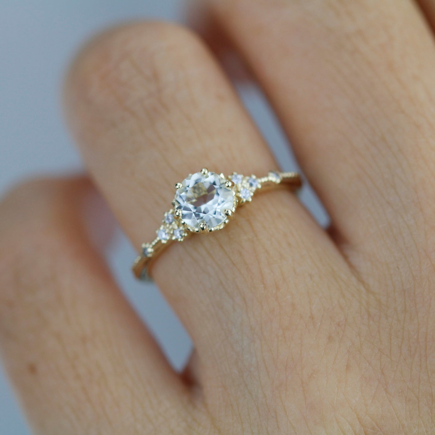 Engagement ring vintage, white topaz engagement ring, engagement ring women| R345WT
