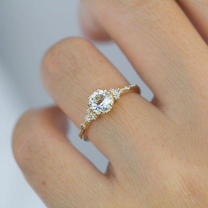 Engagement ring vintage, white topaz engagement ring, engagement ring women| R345WT