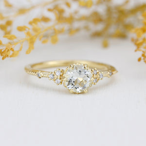 Engagement ring vintage, white topaz engagement ring, engagement ring women| R345WT