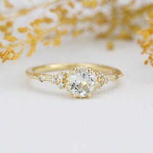 Engagement ring vintage, white topaz engagement ring, engagement ring women| R345WT