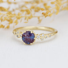 Load image into Gallery viewer, Alexandrite Engagement ring, Alternative cluster engagement ring, Unique engagement ring, vintage engagement ring | R 347ALEX