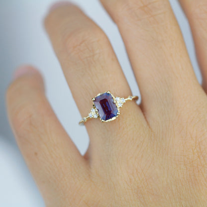 Emerald cut alexandrite ring, alexandrite engagement ring, engagement ring alexandrite | R348ALEX