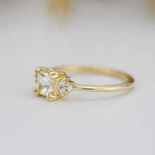 Load image into Gallery viewer, Princess cut engagement ring, diamond ring, simple ring, white topaz and diamond ring, simple diamond ring | R 344WT