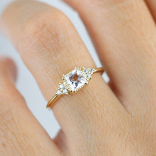 Load image into Gallery viewer, Princess cut engagement ring, diamond ring, simple ring, white topaz and diamond ring, simple diamond ring | R 344WT