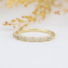 Load image into Gallery viewer, Diamond eternity band, vintage diamond engagement ring, half eternity band, Lace wedding band, Delicate gold lace ring | R 346WD