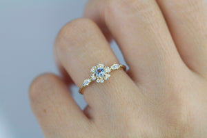 Aquamarine and diamond engagement ring, art Deco engagement bridal ring |R 341AQ