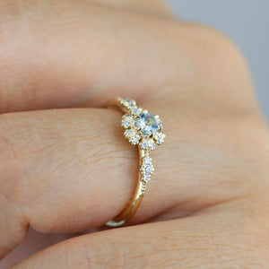 Aquamarine and diamond engagement ring, art Deco engagement bridal ring |R 341AQ