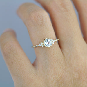 Engagement ring vintage, white topaz engagement ring, engagement ring women| R345WT