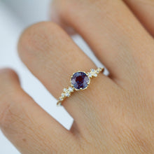 Load image into Gallery viewer, Alexandrite Engagement ring, Alternative cluster engagement ring, Unique engagement ring, vintage engagement ring | R 347ALEX