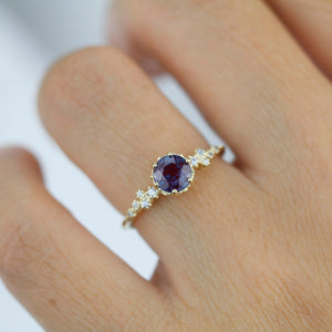 Alexandrite Engagement ring, Alternative cluster engagement ring, Unique engagement ring, vintage engagement ring | R 347ALEX
