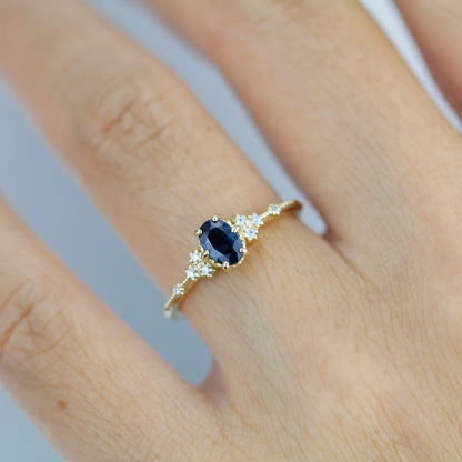 Teal sapphire engagement ring, Teal Peacock Sapphire and diamond engagement ring, oval teal ring, vintage teal sapphire ring| R 350TEALS