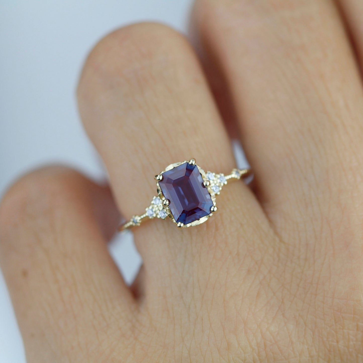 Emerald cut alexandrite ring, alexandrite engagement ring, engagement ring alexandrite | R348ALEX