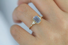 Load image into Gallery viewer, Labradorite engagement ring, emerald cut labradorite, emerald cut vintage ring| R348LABR