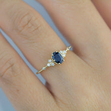 Load image into Gallery viewer, Teal sapphire engagement ring, Teal Peacock Sapphire and diamond engagement ring, oval teal ring, vintage teal sapphire ring| R 350TEALS