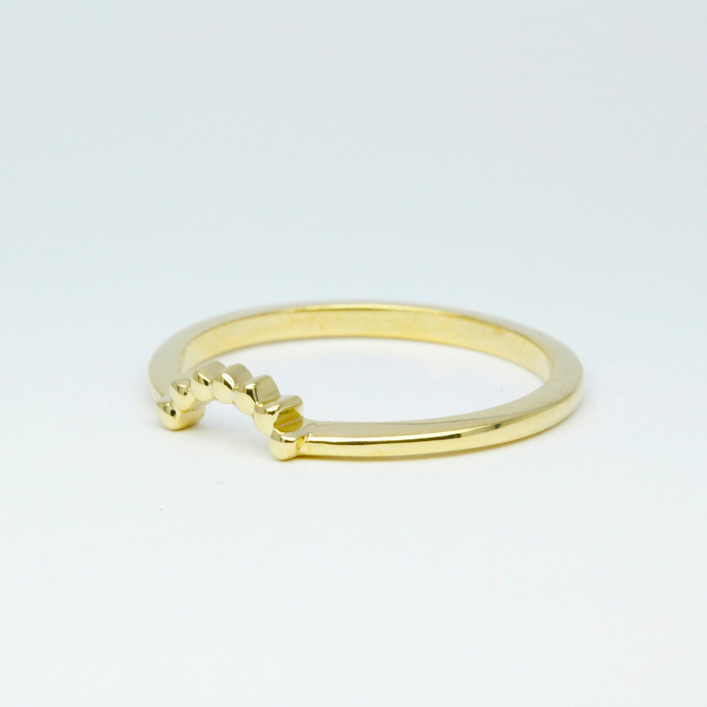 Curved Wedding Band yellow gold, Crown Wedding Ring, Gold Curved Band | R158