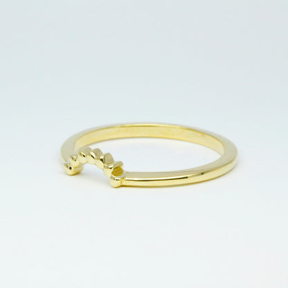Curved Wedding Band yellow gold, Crown Wedding Ring, Gold Curved Band | R158