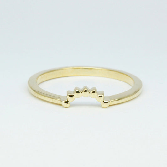 Curved Wedding Band yellow gold, Crown Wedding Ring, Gold Curved Band | R158