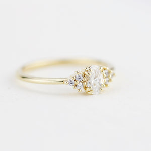 Oval moissanite engagement ring, oval moissanite engagement ring vintage unique, half carat certificated moissanite ring | R236MOIS