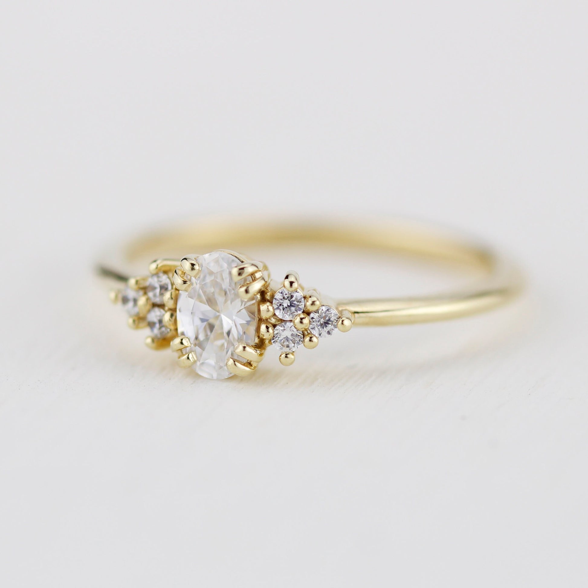 Oval moissanite engagement ring, oval moissanite engagement ring vintage unique, half carat certificated moissanite ring | R236MOIS
