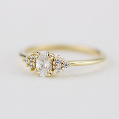 Oval moissanite engagement ring, oval moissanite engagement ring vintage unique, half carat certificated moissanite ring | R236MOIS