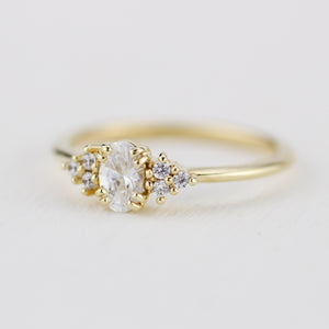 Oval moissanite engagement ring, oval moissanite engagement ring vintage unique, half carat certificated moissanite ring | R236MOIS