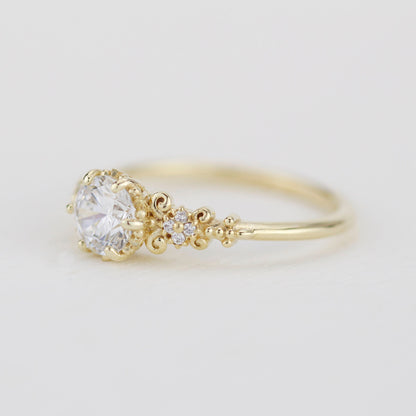 Round moissanite engagement ring, moissanite vintage engagement ring | R270MOIS